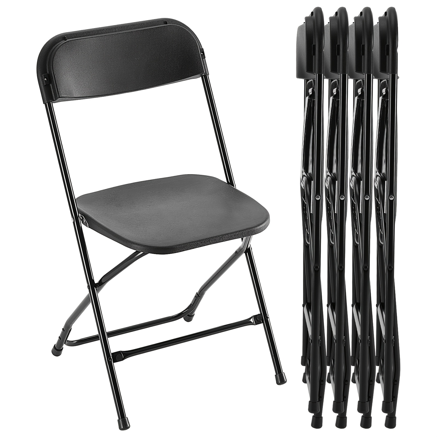 Commercial Folding Chairs Stackable – 350lb Heavy Duty Steel Frame, Weather Resistant Plastic, Indoor & Outdoor Event Seating – White or Black, 4 to 20 Pack for Weddings & Parties