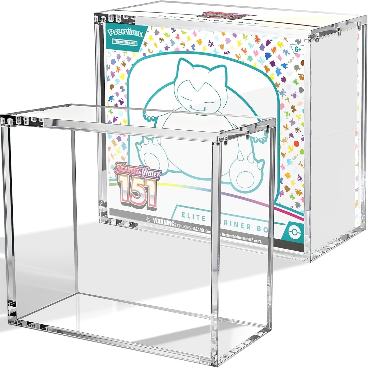 Pokemon Acrylic Display Case for ETB & Booster Bundle – 6mm Thick Clear Box Magnetic Lid UV Resistant Stackable Elite Trainer Box Protector for Card Collectors Gift