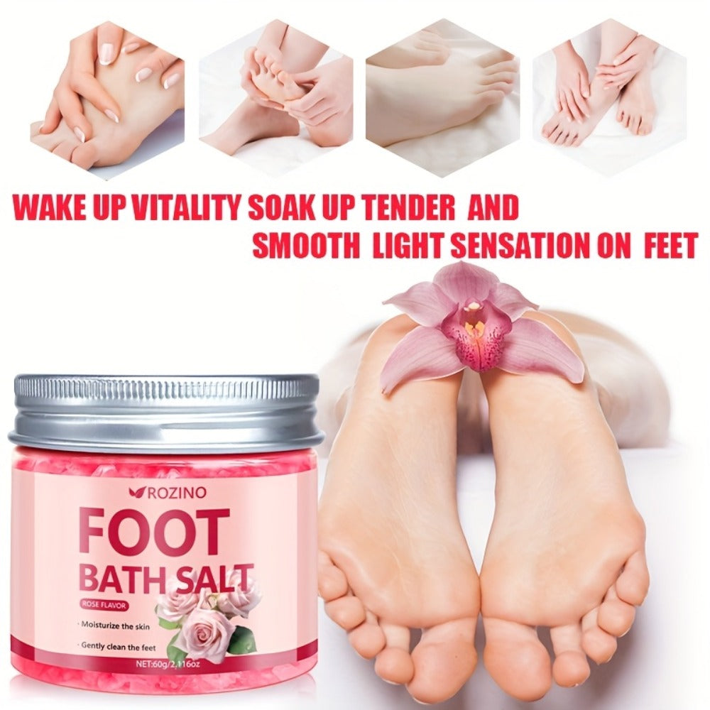Foot Soak Sea Salt 60g Dry Cracked Heels Hypoallergenic — Moisturizing Mineral Foot Bath Salt 20-Min Relaxing Spa Treatment for Tired Aching Feet | Post-Exercise Bedtime Foot Care for Women & Men