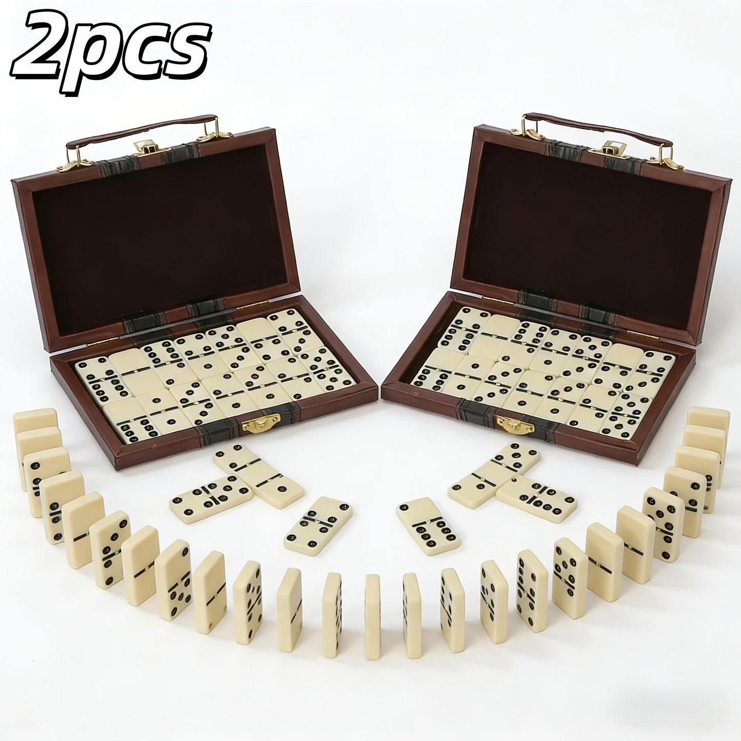 Double 6 Domino Set with Storage Case & Metal Spinner - 28 Tiles Classic Black Domino Game for Adults Kids Family | Premium Packaging 1 or 2 Pack | Holiday Christmas Thanksgiving Birthday Gift