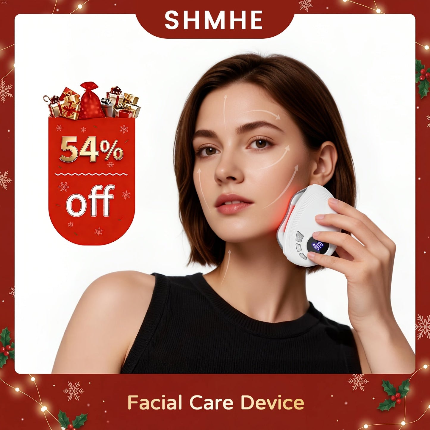 Gua Sha Electric Facial Sculpting Tool — 9-Speed Vibration & 9-Speed Heat, Face Lifting Lymphatic Drainage Massager for Skin Tightening & Contouring, Pink & White for Women
