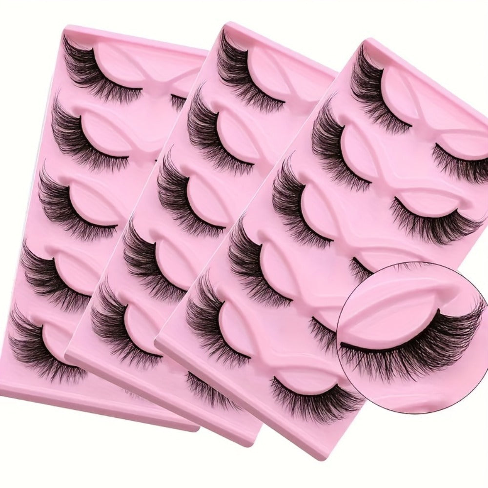 180 Pairs False Eyelashes Bulk Value Pack — Long Thick Cat Eye Strip Lashes, 6 Packs of 30 Pairs Flexible Clear Band Reusable Wispy Lashes for Glamorous Eye Makeup, Holiday Gift & Everyday Wear