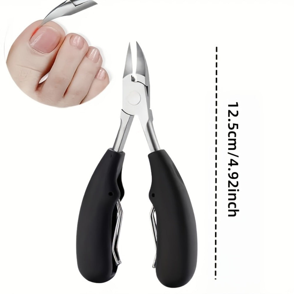 Nail Scissors Set 4pcs for Elderly & Seniors — Extended Handle Curved Blade Anti-Splash Manicure Pedicure Kit, Heavy Duty Professional Home Nail Care with Nail File for Limited Mobility Arthritis