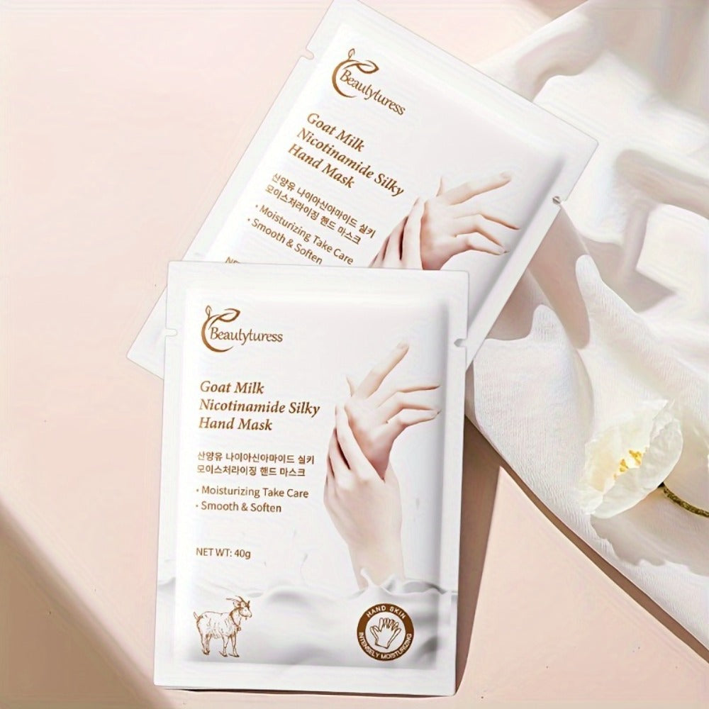 Moisturizing Hand Mask Gloves 20 Pairs with Niacinamide, Goat Milk & Glycerin | Brightening Deep Hydration Spa Treatment for Dry Rough Cracked Hands | Hypoallergenic Fragrance-Free Bulk Gift for Women