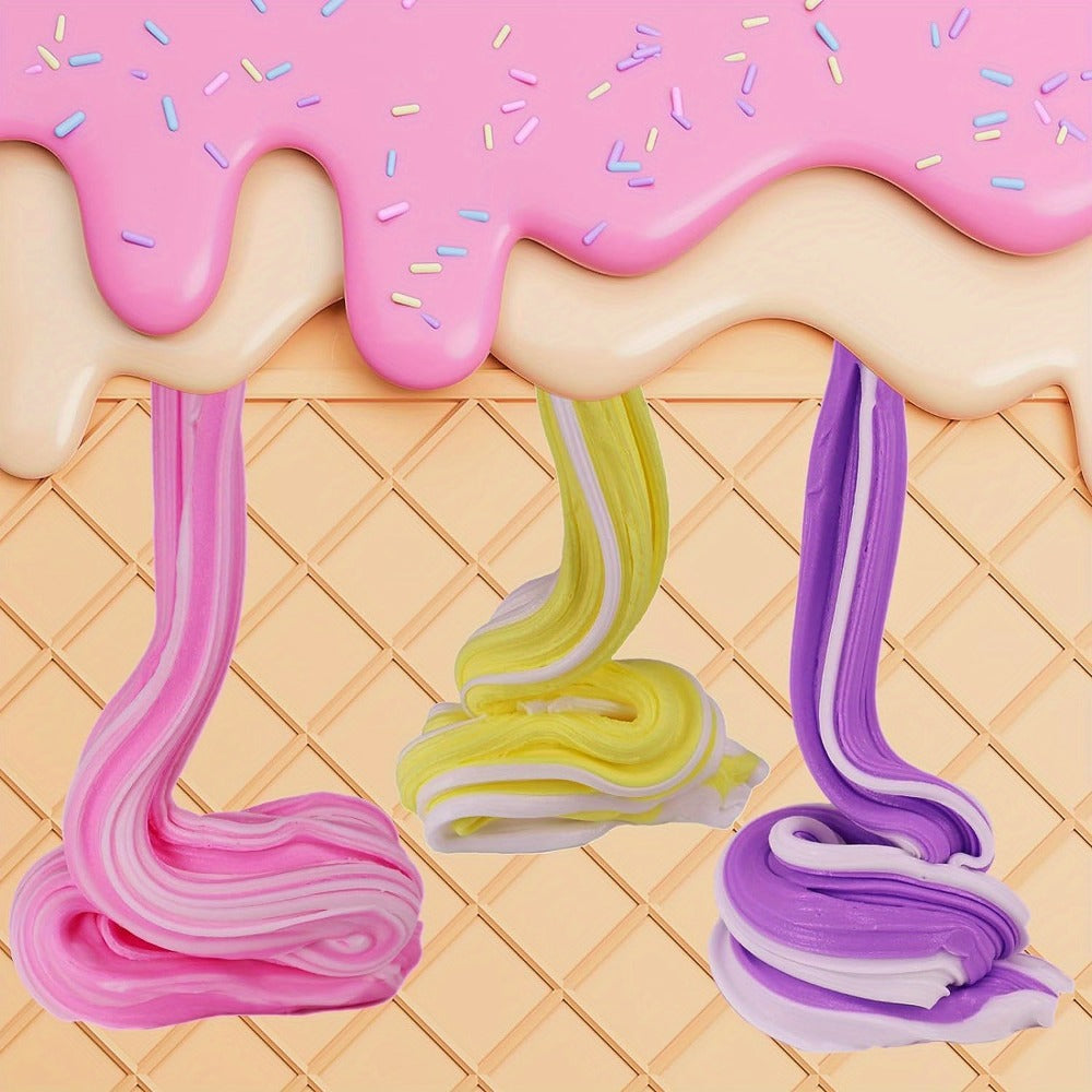 Slime Kit for Girls Boys 12 Cups – Fruit Color Fluffy Slime Making Set with Bull Glue & Mixed Mud, DIY Soft Slime Party Favor Kit, Creative Sensory Toy Gift for Kids Ages 6+
