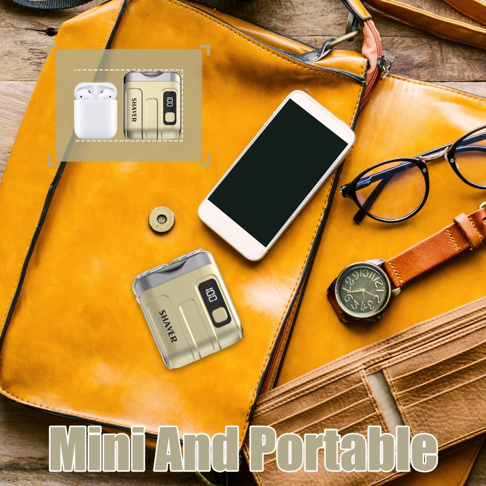 Mini Travel Shaver for Men Dual Floating Blade USB Rechargeable Compact Electric Razor with Digital Display Pocket Size Clean Shave Classic Black Gift for Him Holiday Christmas