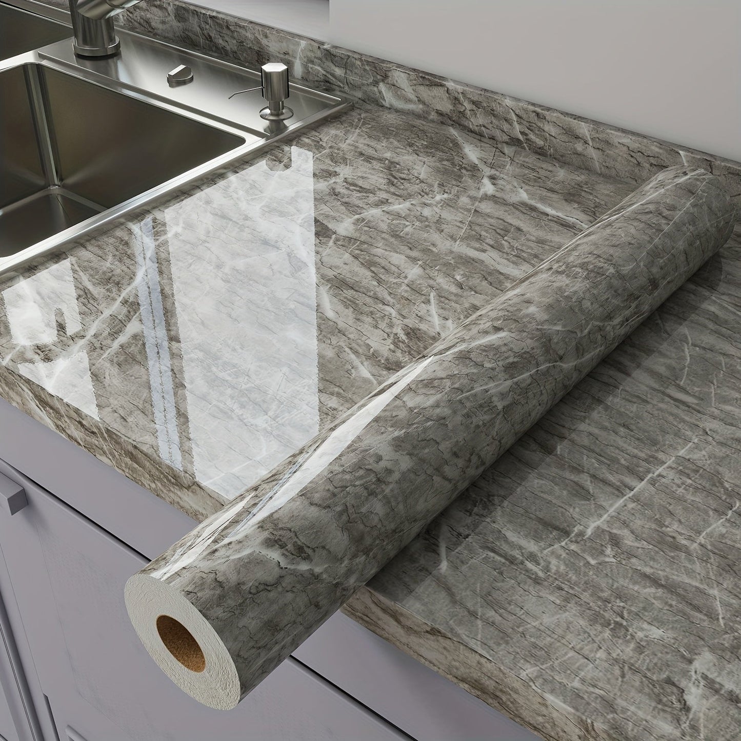 Marble Peel and Stick Wallpaper Roll - Waterproof Oil-Proof Self-Adhesive Wall Contact Paper for Kitchen Backsplash Bathroom Countertop