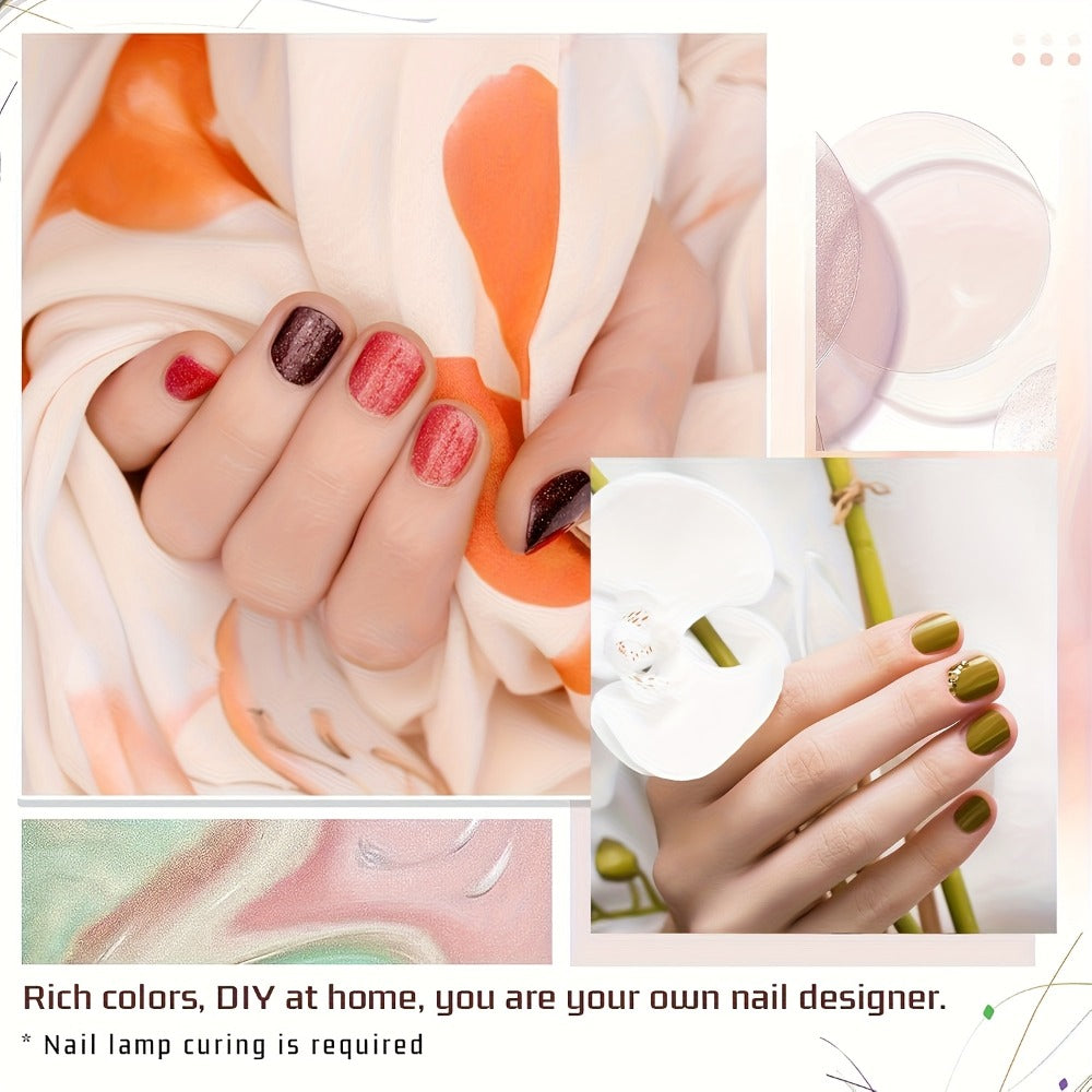 Gel Nail Polish Kit with Lamp and Grinder 35 Colors – Sparkly Matte Glossy Top Coat Base Gel Rhinestone Nail Decorations Complete Set for DIY Beginners Home Salon
