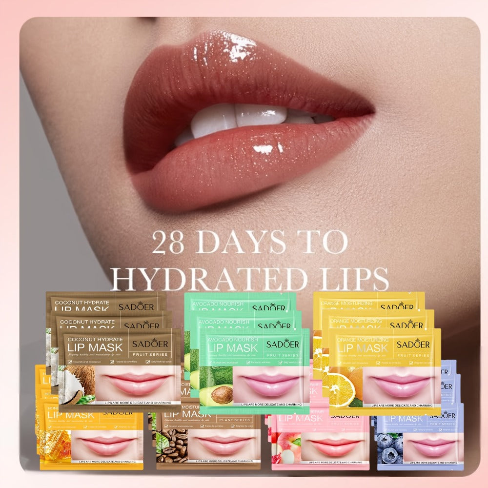 Hydrating Lip Mask Crystal Gel Pads 30 Pcs - Deep Moisture Lip Treatment Patches for Dry Chapped Lips, Exfoliating Lip Care Pads with Skin Essence for Smooth Soft Plump Lips Women