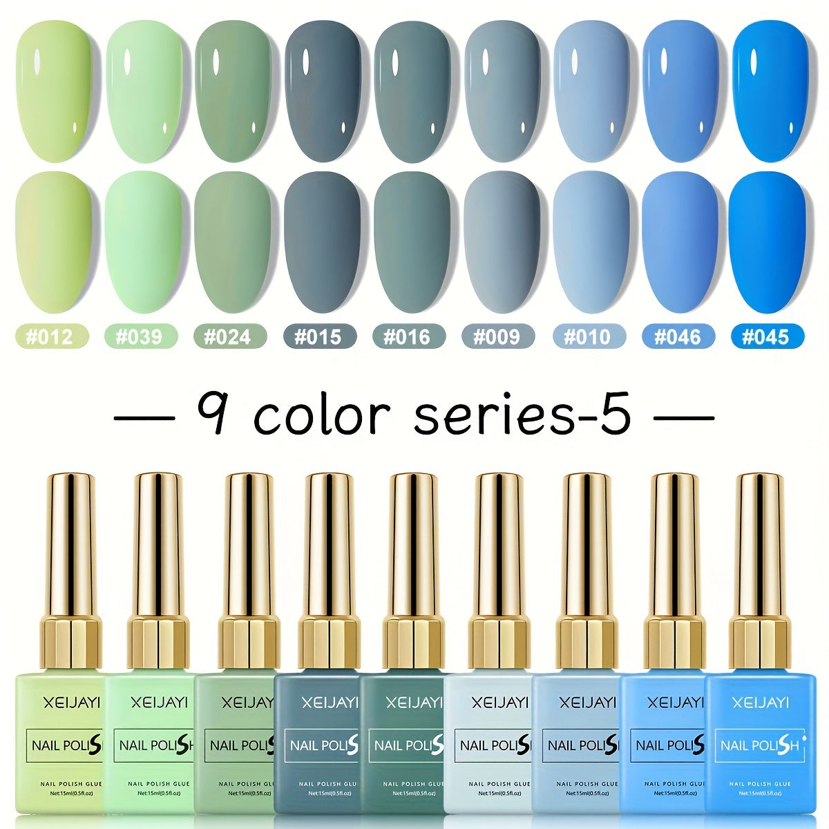 Fall Winter Gel Nail Polish Set 9 Colors XEIJAYI Alcohol-Free LED Glossy - Long Lasting Salon Quality Multicolor Round Bottle Autumn Seasonal DIY Manicure Kit Holiday Nail Art Gift for Women