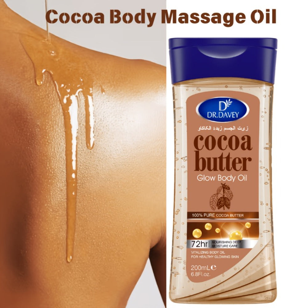 Cocoa Butter Body Oil Set 2 Pcs - Pure Cocoa Radiant Glow Gel Oil, Non-Greasy Fast Absorbing Moisturizing Body Oil for Dry Skin, Deep Hydration Body Care for Women All Seasons