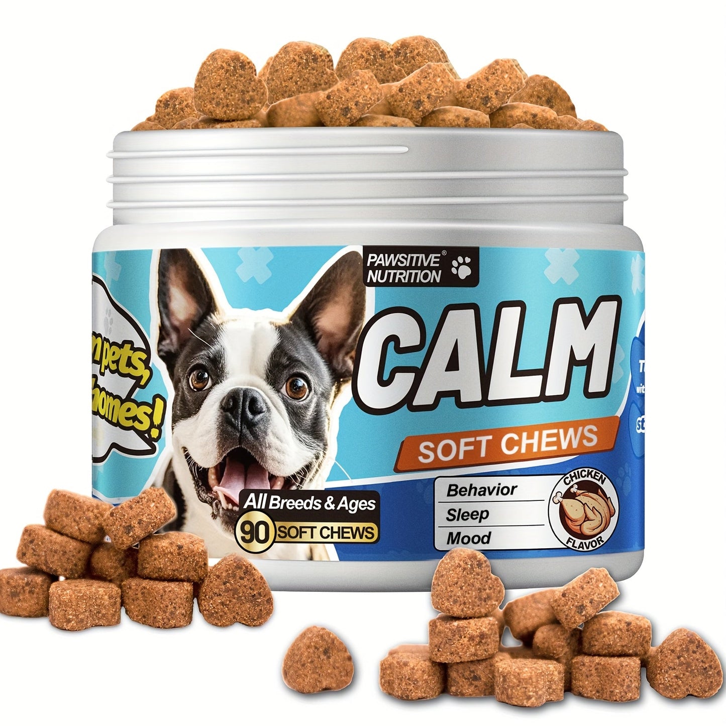 Dog Sleep & Mood Soft Chews – Chicken Flavor 90 Count, Supports Calm Sleep & Positive Mood for All Dogs, Ideal for Storms, Fireworks & Anxiety