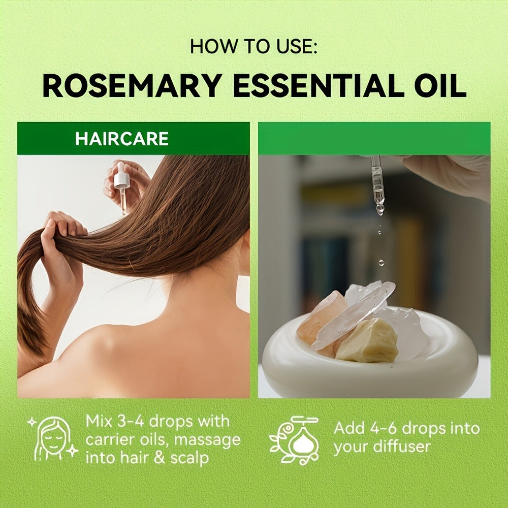 Rosemary Essential Oil 3-Pack 3.38oz Plant-Based — Hydrating Hair Growth Scalp Oil, Multi-Use for Face Body Nails Massage & DIY Beauty, Women Holiday Gift Set