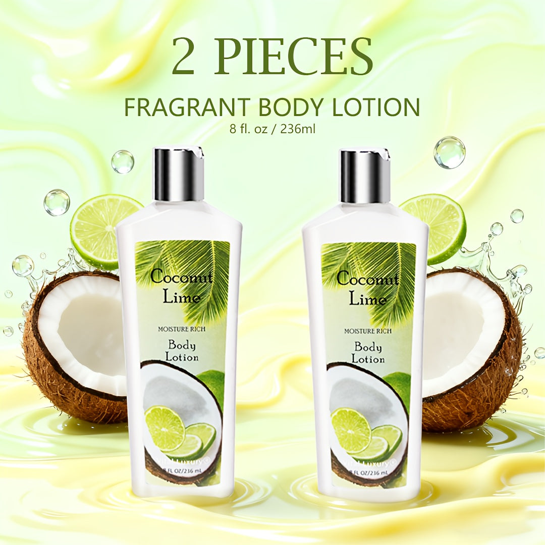 Moisturizing Body Lotion 2 Pack Floral Scents - Vitamin C Glycerin Hydrating Skin Lotion for Dry Sensitive Skin Lavender Sweet Bloom Coconut Lime Radiant Smooth Skin Women Daily Body Care