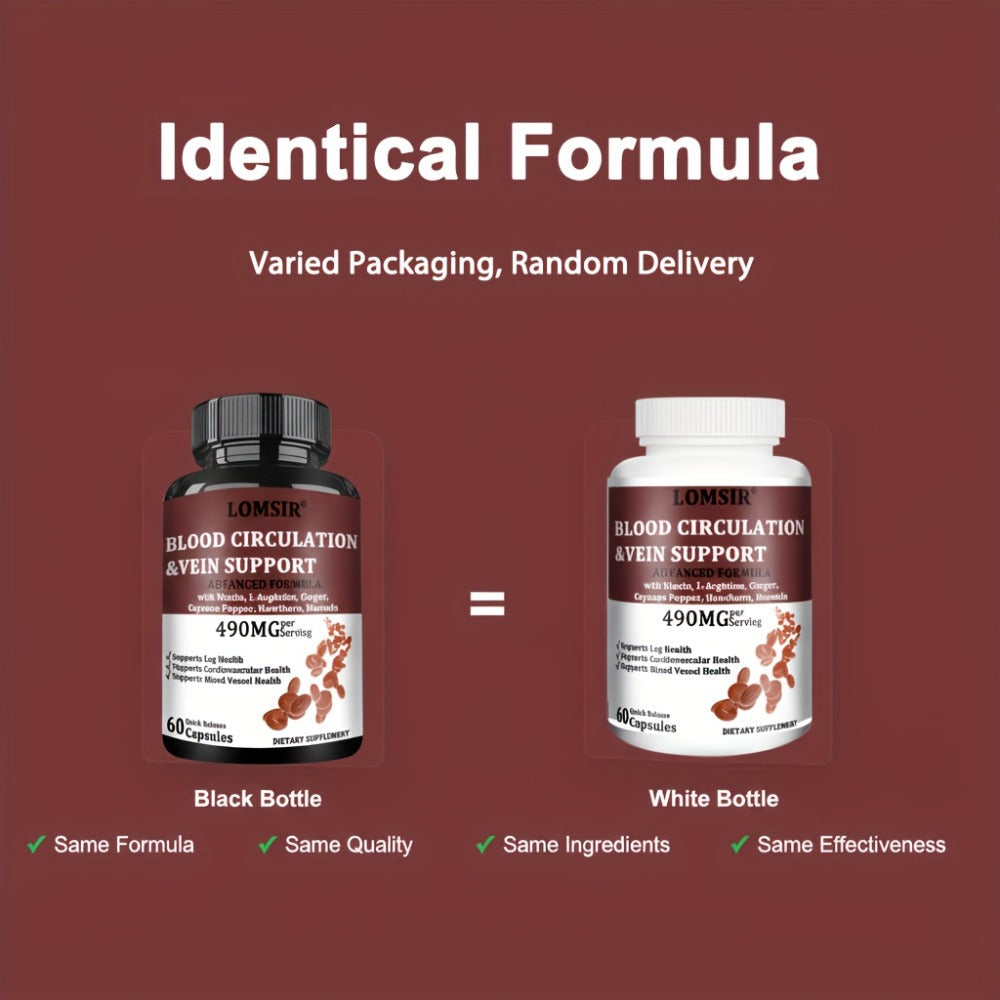 Blood Circulation Supplement Capsules with Niacin, L-Arginine, Hawthorn & Diosmin – Leg Vein, Heart & Cardiovascular Health Support | Cayenne Pepper, Ginger & Nitric Oxide Blood Flow Pills | 60 Capsules