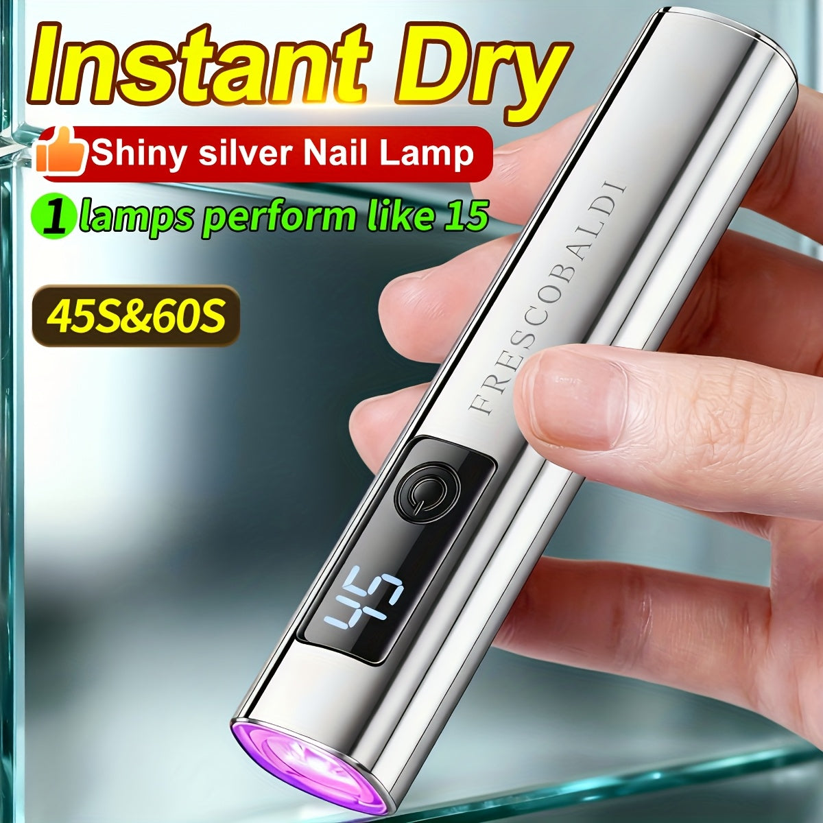Portable LED Nail Lamp Handheld Mini USB Gel Nail Dryer with LCD Display — Fast Curing Light for Gel Polish Acrylic Nails, Compact Cordless Nail Light for Home & Salon Manicure Pedicure, Gold Rose Gold Metal
