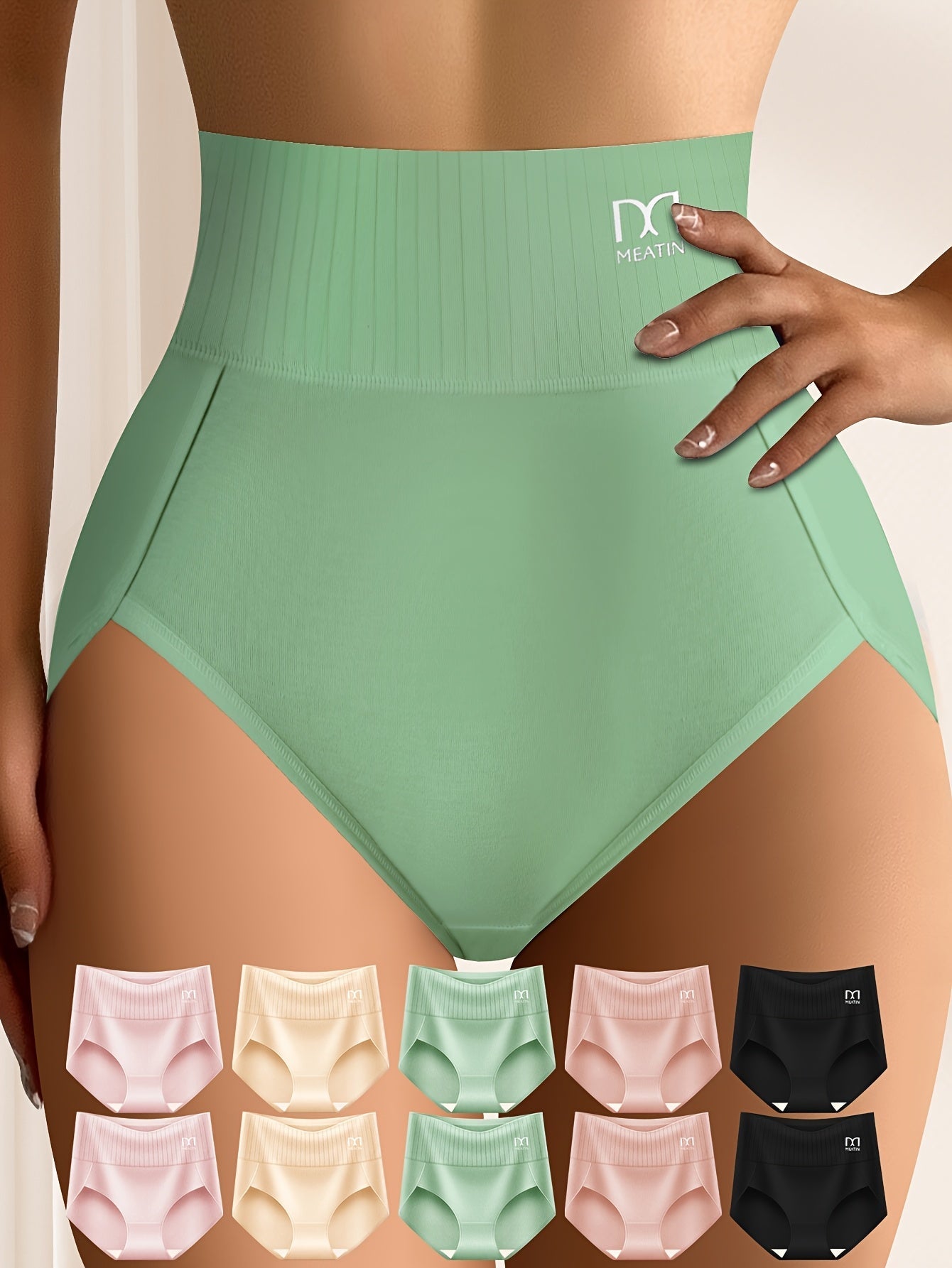 Women's 10-Pack High-Waist Briefs - Striped Everyday Comfort - Mixed colors
