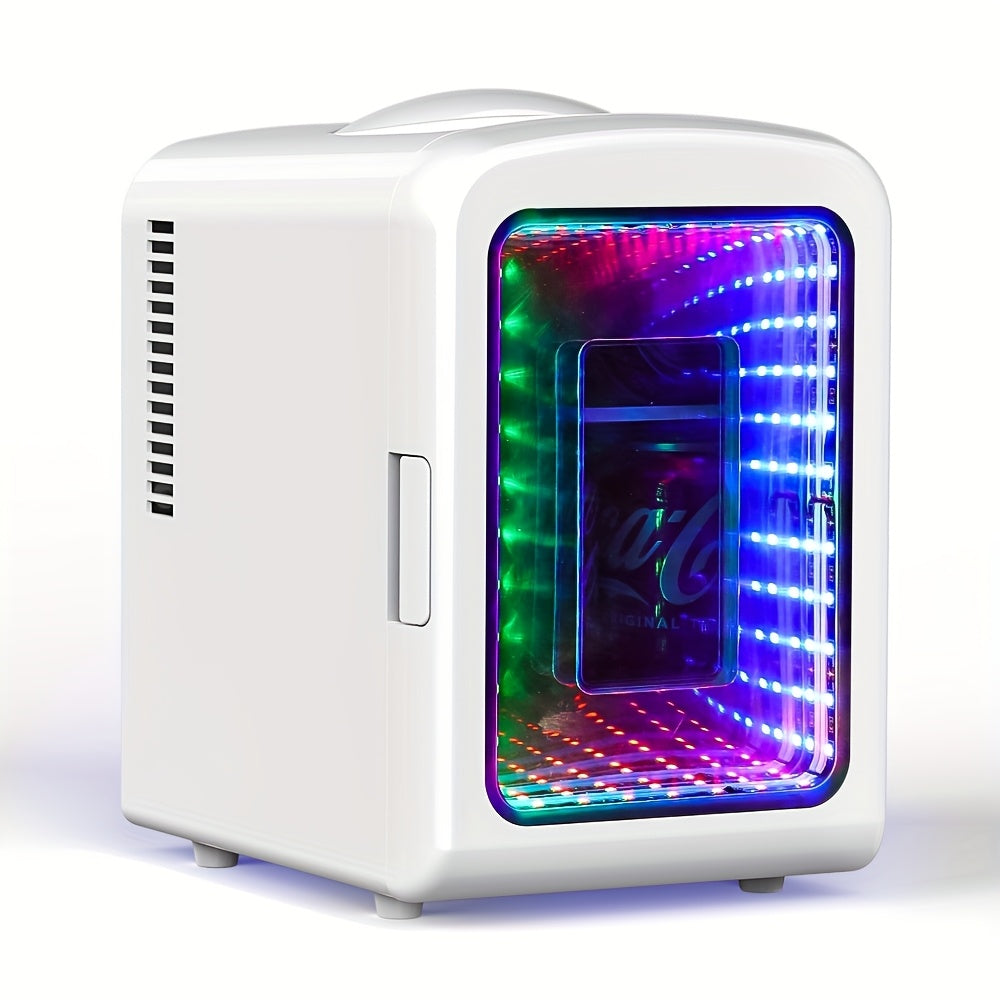 Skincare Mini Fridge 4 Liter - Beauty Refrigerator with Mirrored Door & LED Light, Portable Cosmetic Cooler for Skincare, Serums, Face Masks & Makeup, Personal Mini Fridge for Bedroom & Vanity