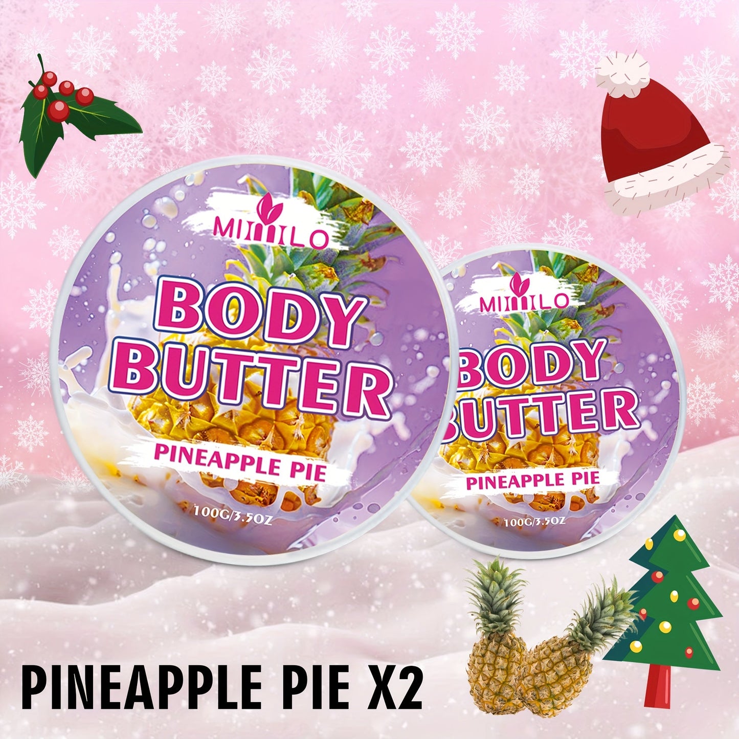 Fruity Body Glaze Set 8 Scents 100g×2 – Pineapple Coconut Strawberry Coffee Peach Doughnut Birthday Cake Non-Greasy All-Day Moisturizing Travel Size Body Lotion Gift for Women