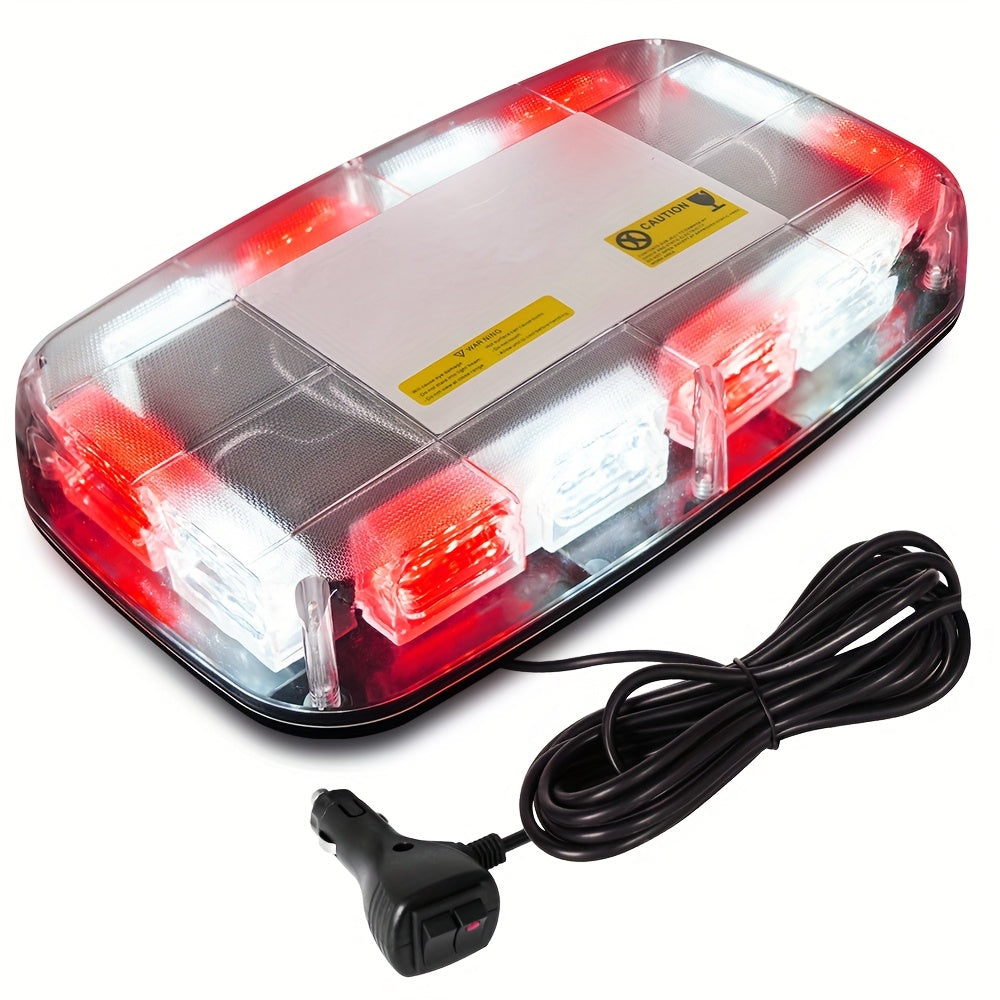 48 LED Roof Strobe Light Bar IP67 Waterproof Magnetic Mount Emergency Warning Light 12-24V for Plow Trucks Construction Vehicles Cars, Amber Green Red White High-Visibility Safety Beacon