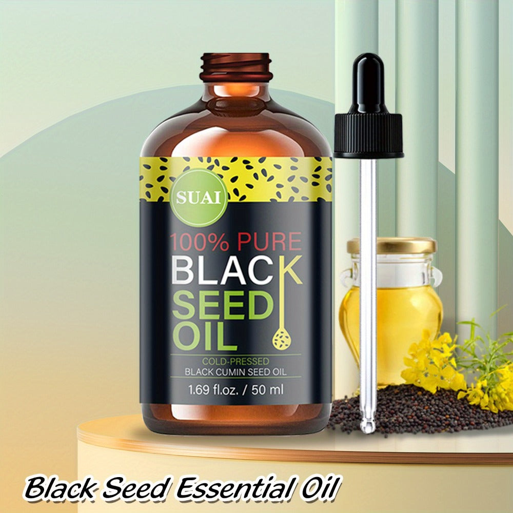 Black Seed Oil 100% Pure Cold Pressed Multi-Use Moisturizing Firming Skincare Oil for Face Body Hair Nails Eyelashes Natural Plant Extract All Skin Types Daily Skincare Routine