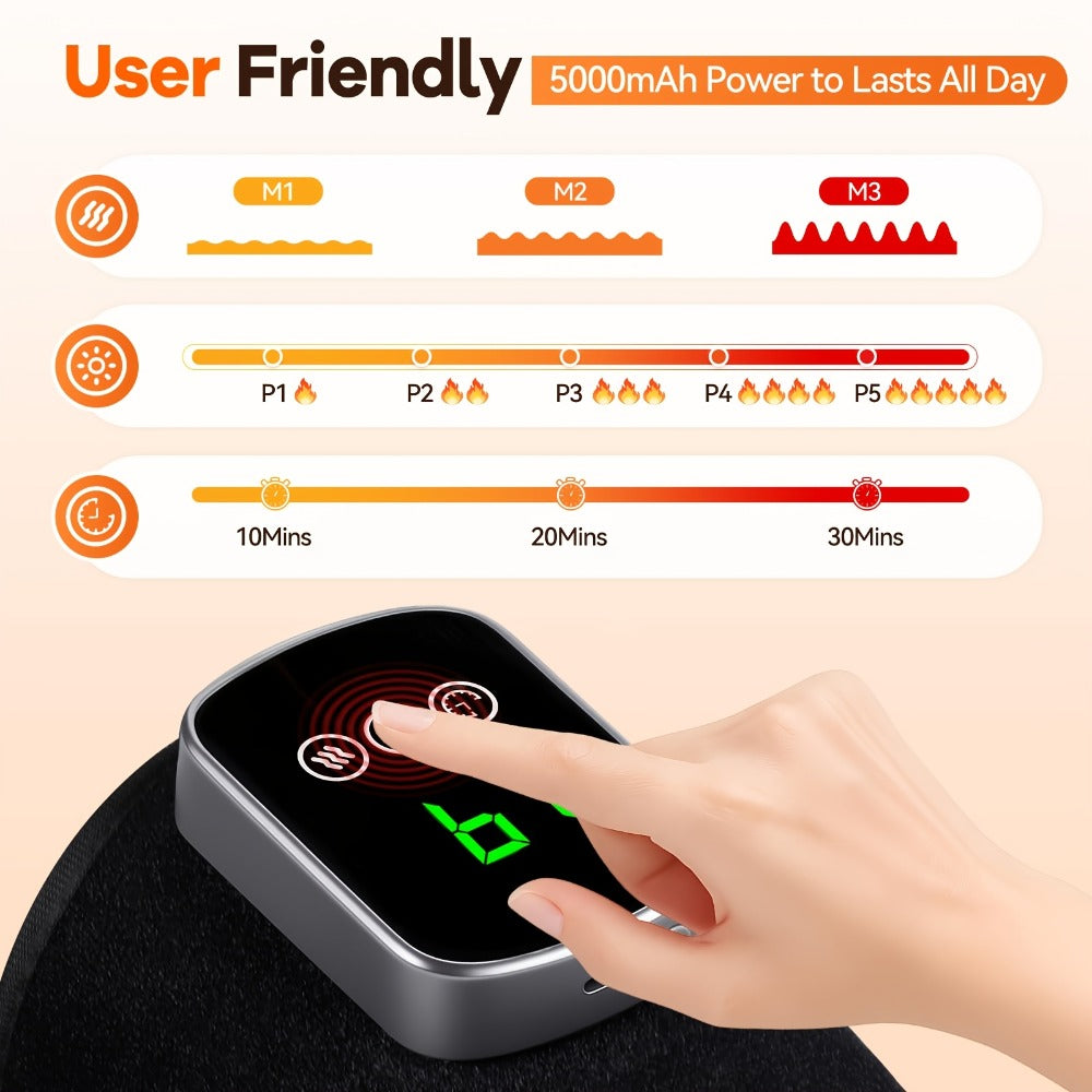 Heated Knee Massager with Vibration – Electric Knee Heating Pad & Support Wrap for Arthritis, Joint Pain & Muscle Relief, Warm Knee Brace Massager for Men Women Home Use & Recovery