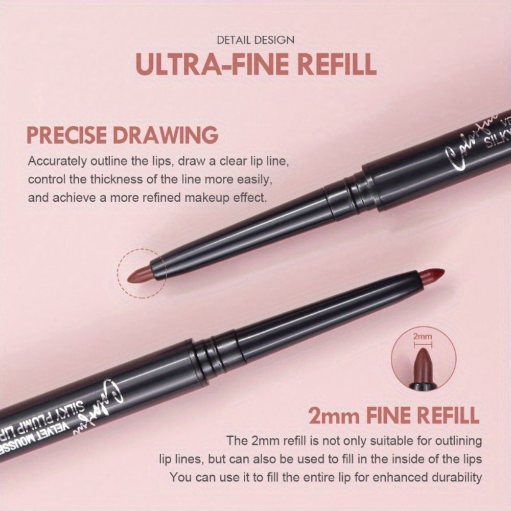 Waterproof Lip Liner Pencil Set 12 Pieces Long Lasting Multi-Functional Lip Eye & Brow Liner — Colorful Cosmetic Makeup Pens for All Skin Tones Precise Definition