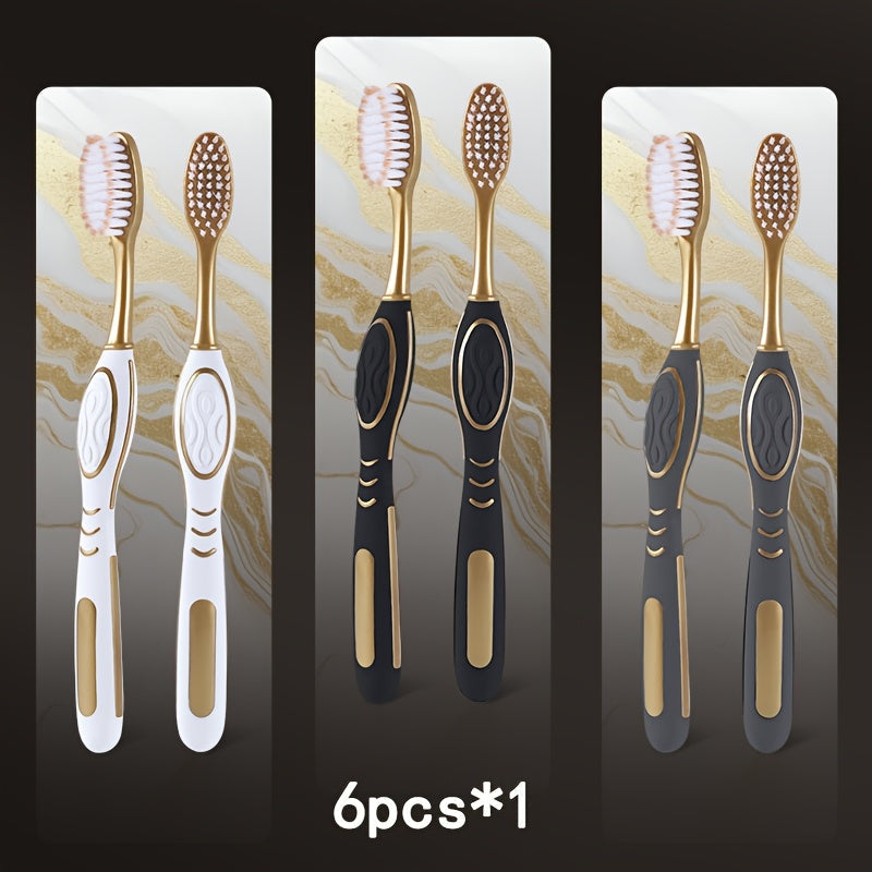 Gloryin Soft Bristle Toothbrush Set Anti-Slip Olive Handle Full Size Head Gentle Gum Care Daily Oral Hygiene for Adults Couples Household Travel 6pcs 12pcs Value Pack