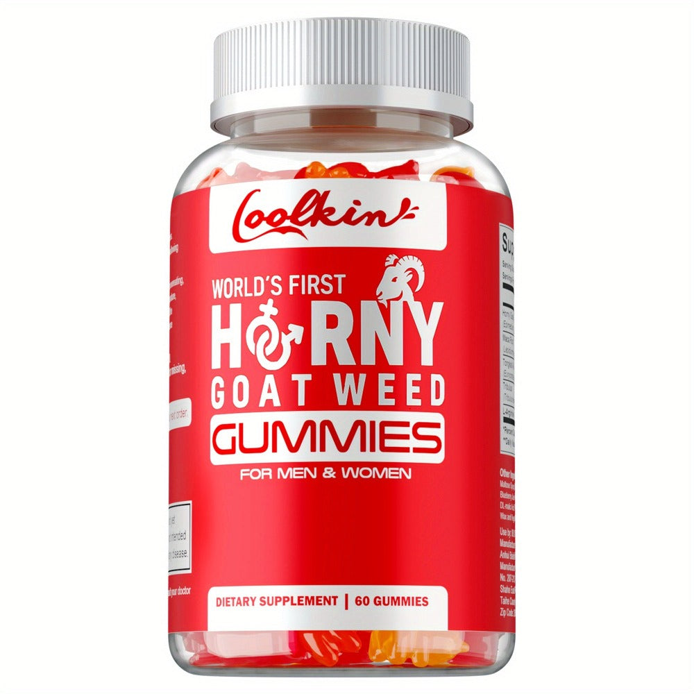 Horny Goat Weed Gummies with Maca Root Tongkat Ali Tribulus & L-Arginine – Men's Vitality & Energy Support Chewable Supplement, 60 Gummies, Natural Male Wellness Formula