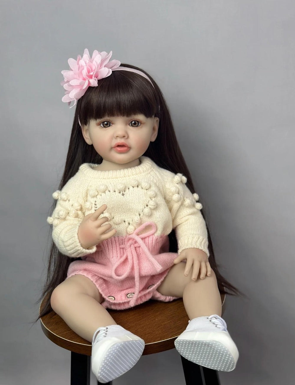 Reborn Baby Doll 22 Inch Full Vinyl Body Bath-Safe with Lifelike Weight Acrylic Eyes & Wig Hair – Includes Clothes Pacifier Bottle & Birth Certificate, Realistic Newborn Girl Gift for Kids & Collectors 55cm