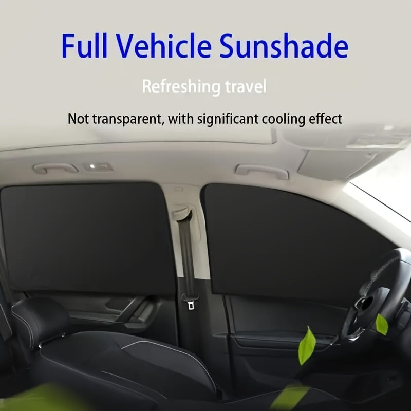 4pcs Magnetic Car Sunshade Set with 8 Magnets - Black Mesh Window Blocker, UV Protection and Privacy Screen, Easy to Install, Summer Essential