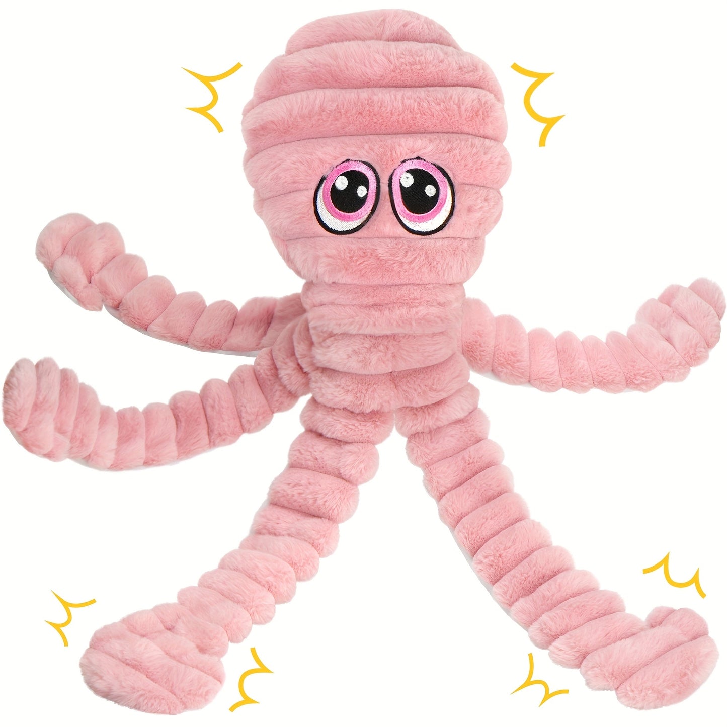 Squeaky Octopus Dog Toy - Soft Plush Chew Toy with Squeaker & Teeth Cleaning Design for Small Medium Large Dogs, Interactive Stuffed Animal Puppy Toy, Cute Durable Dog Gift - 6 Colors