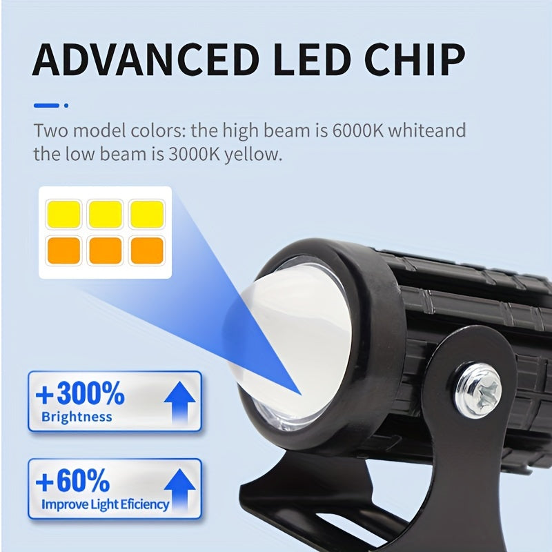 2pcs Universal LED Work Lamp - Super Bright 24W, Two-Color White Amber, Durable for Car Truck ATV Offroad SUV Driving