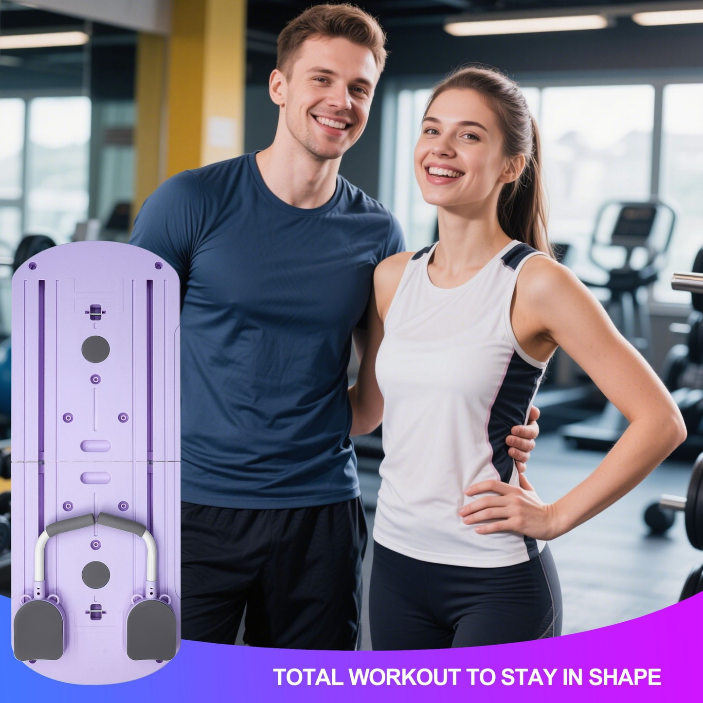 Foldable Pilates Board 8-in-1 with Resistance Bands – Anti-Slip Yoga Push-Up Board for Core Strength, Balance, Fat Burning & Full Body Home Gym Training