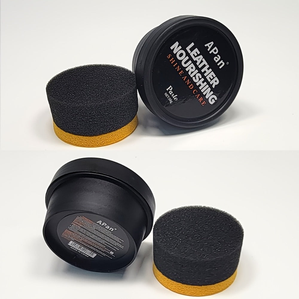 Leather Nourishing Care Kit with Polishing Wax 58g - Colorless Universal Leather Conditioner for Shoes Bags Jackets Furniture, Brightens Repairs & Restores Real & Faux Leather, Includes Applicator Sponge