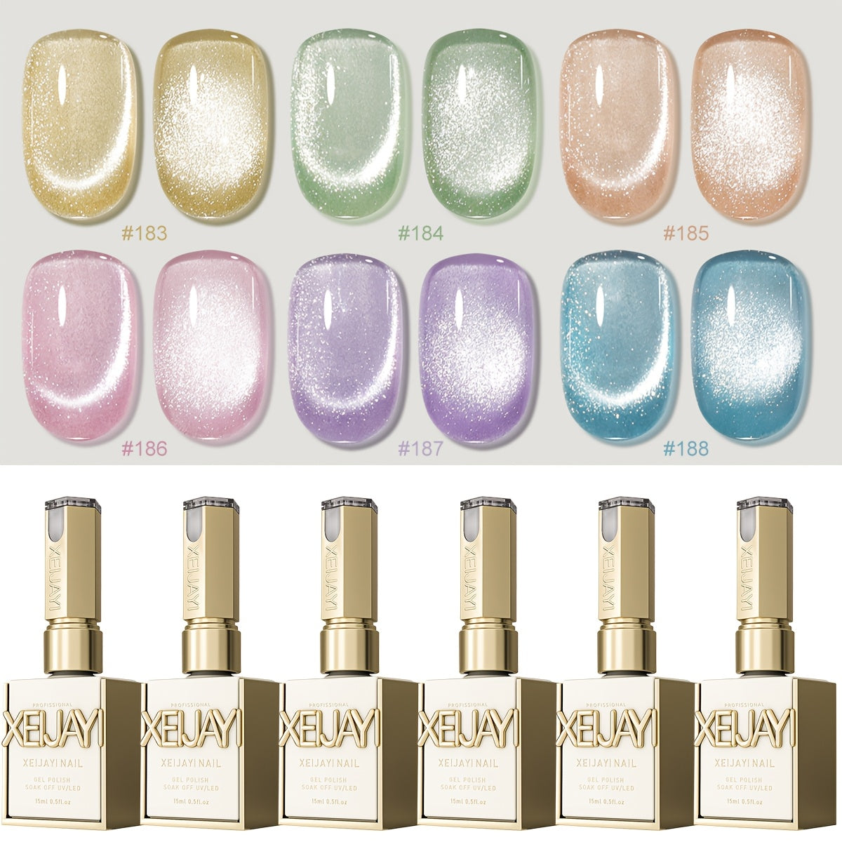 Magnetic Cat Eye Gel Nail Polish Set 6 Colors Aurora Dopamine Bubble Summer - Color Shifting Shiny Luster Soak-Off UV LED Salon Quality Nail Art Kit for Women Spring Summer Trending Shades