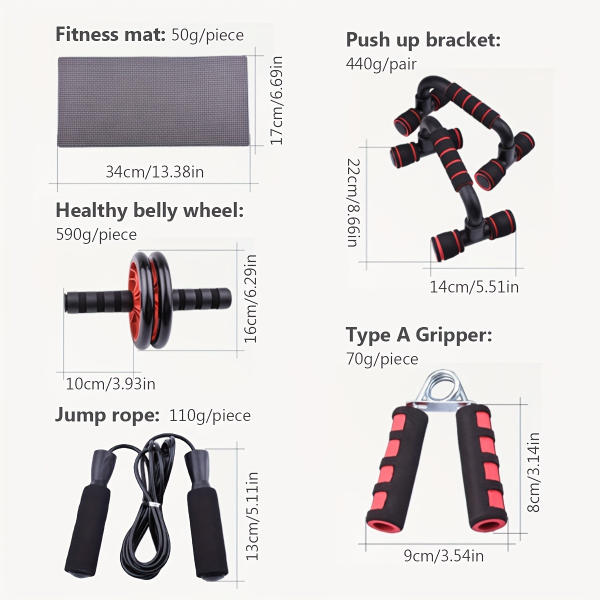 7-Piece Ab Workout Set – Push-Up Bars, Ab Wheel, Mini Mat, Resistance Band, Jump Rope & Hand Gripper – Core Training Kit for Men & Women, Home & Gym Fitness Gift