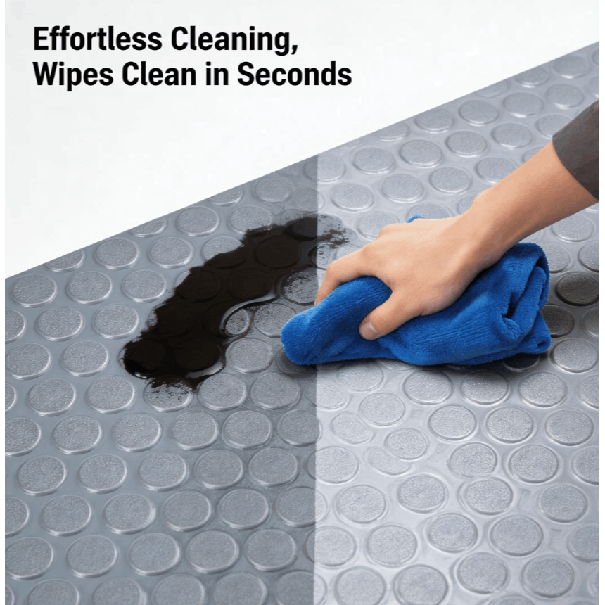 7*16 FTGarage Floor Mat Roll, Heavy Duty PVC Flooring for Under Car Parking, Waterproof RV & Trailer Runner, Stain Resistant Protector, Black