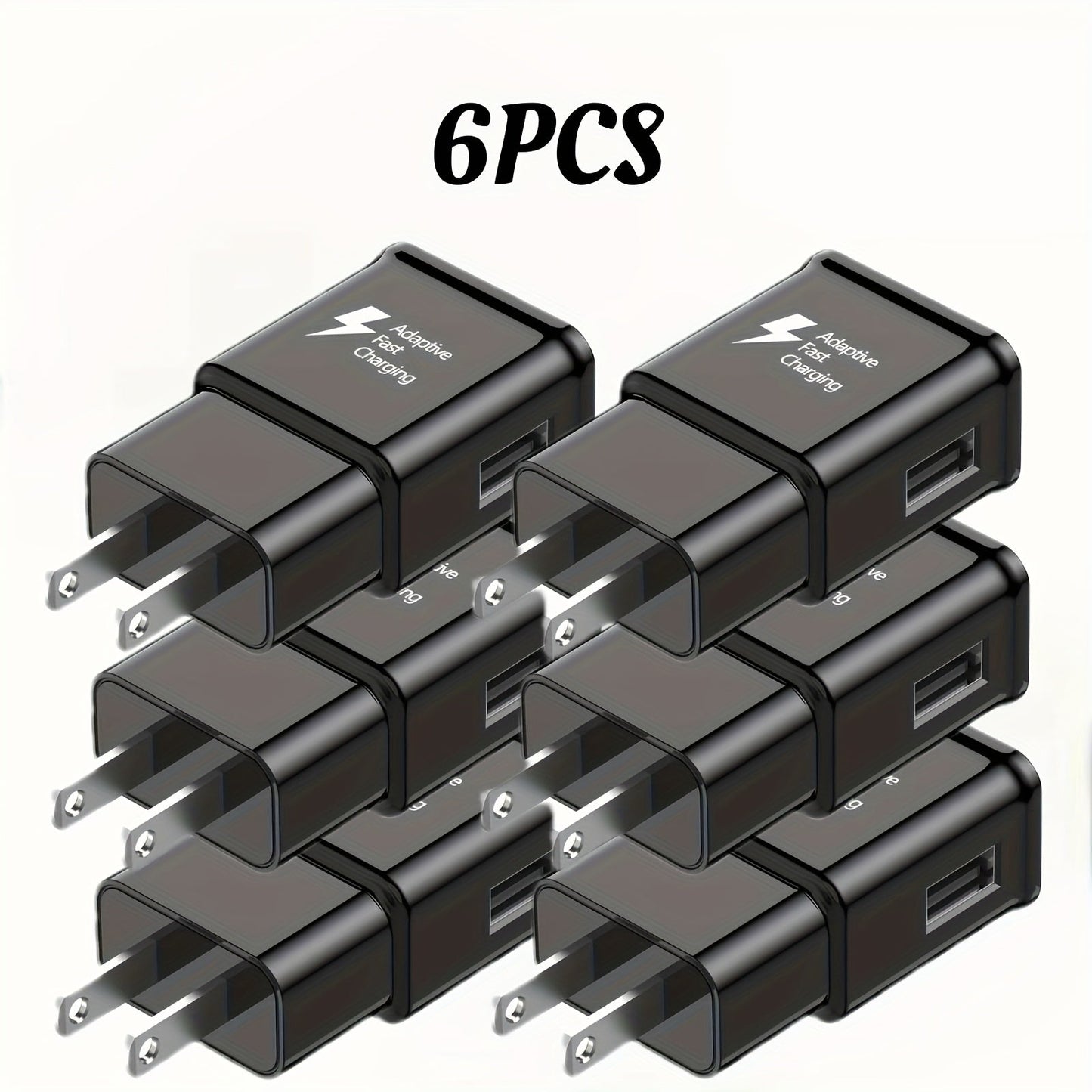 USB Wall Charger Compatible with Samsung Galaxy S25 S24 S23 S22 S21 S20 S10 S9 S8 S7 Note 10 - Adaptive 5V 2A Fast Charging, Bulk Pack 5pcs & 6pcs with Cables, White & Black Options