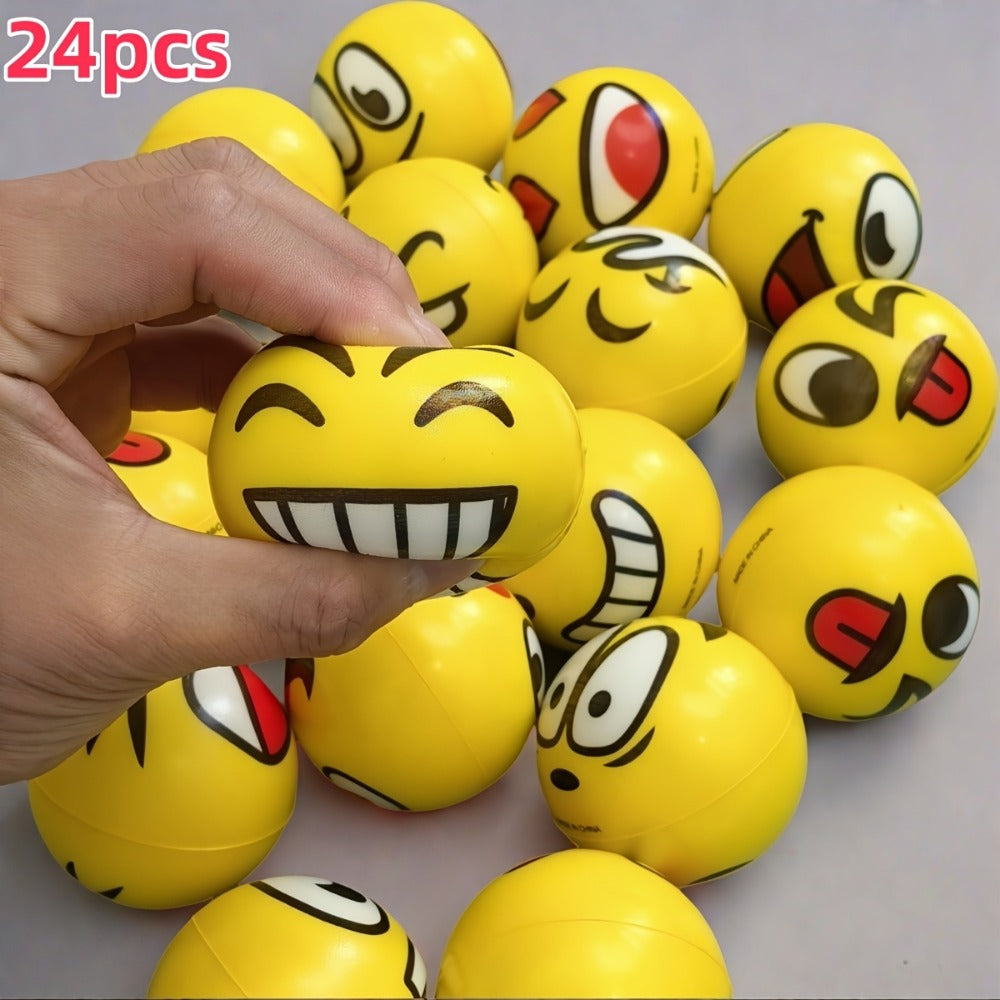 Stress Balls Bulk 24 Pack Mini Squeeze – Funny Emoji Face Foam Stress Relief Toys for Kids & Adults, Classroom Prizes, Carnival Rewards, Birthday Party Favors & Holiday Giveaways