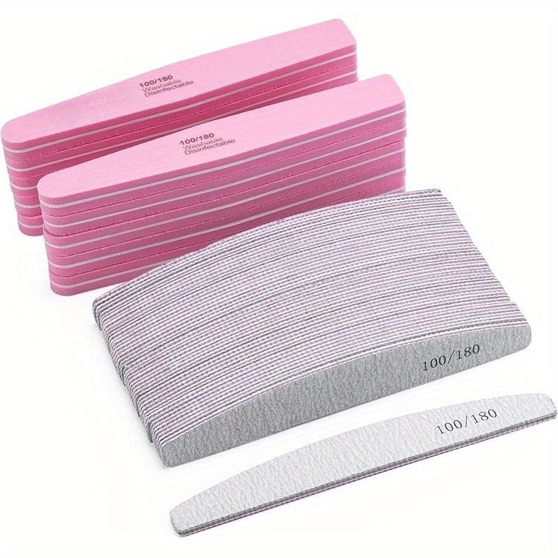 Nail Files and Buffers Professional 100 180 Grit Double-Sided Sanding Boards Reusable Polishing Blocks for Manicure Pedicure Salon Home Use Value Pack 20 or 35 Pieces