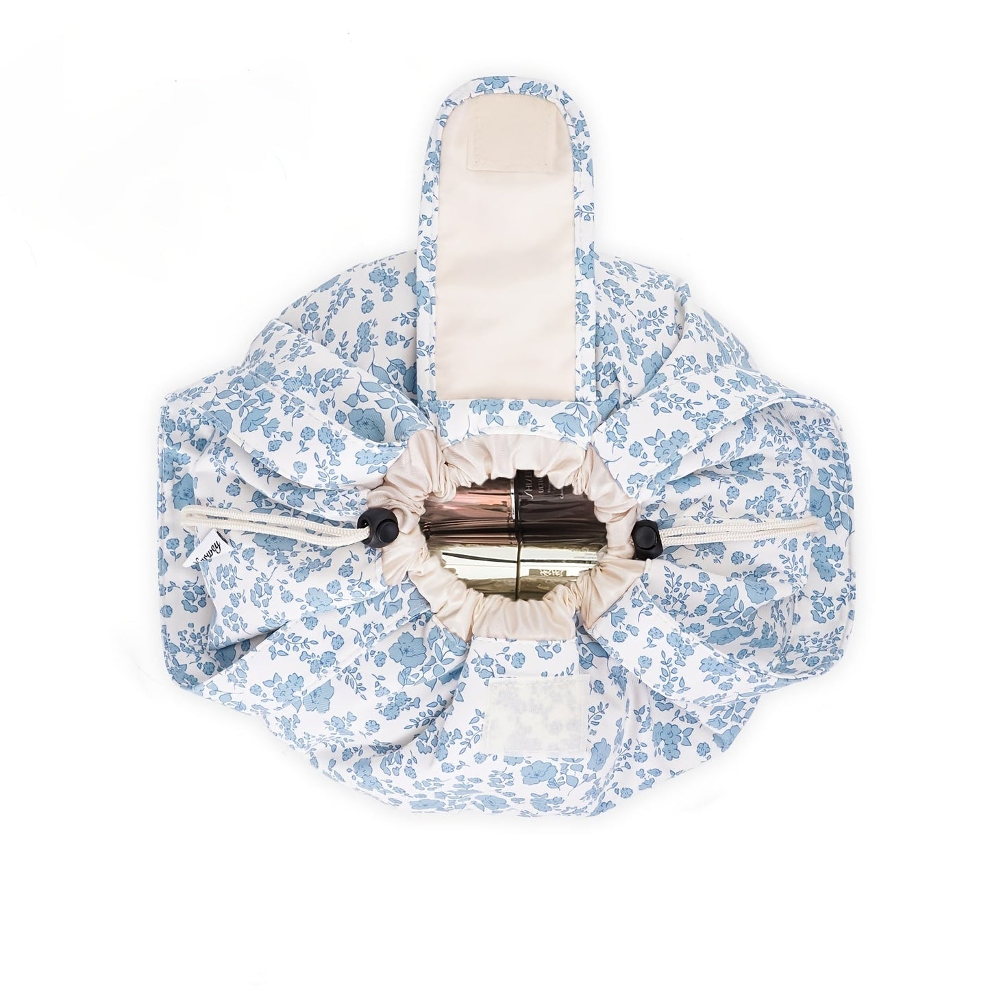 Drawstring Makeup Bag Wide Opening Flat Lay Oxford Fabric Machine Washable 12 Colors Travel Cosmetic Organizer Bag for Makeup Brushes Tools Accessories Toiletries Dorm Printed & Solid Colors