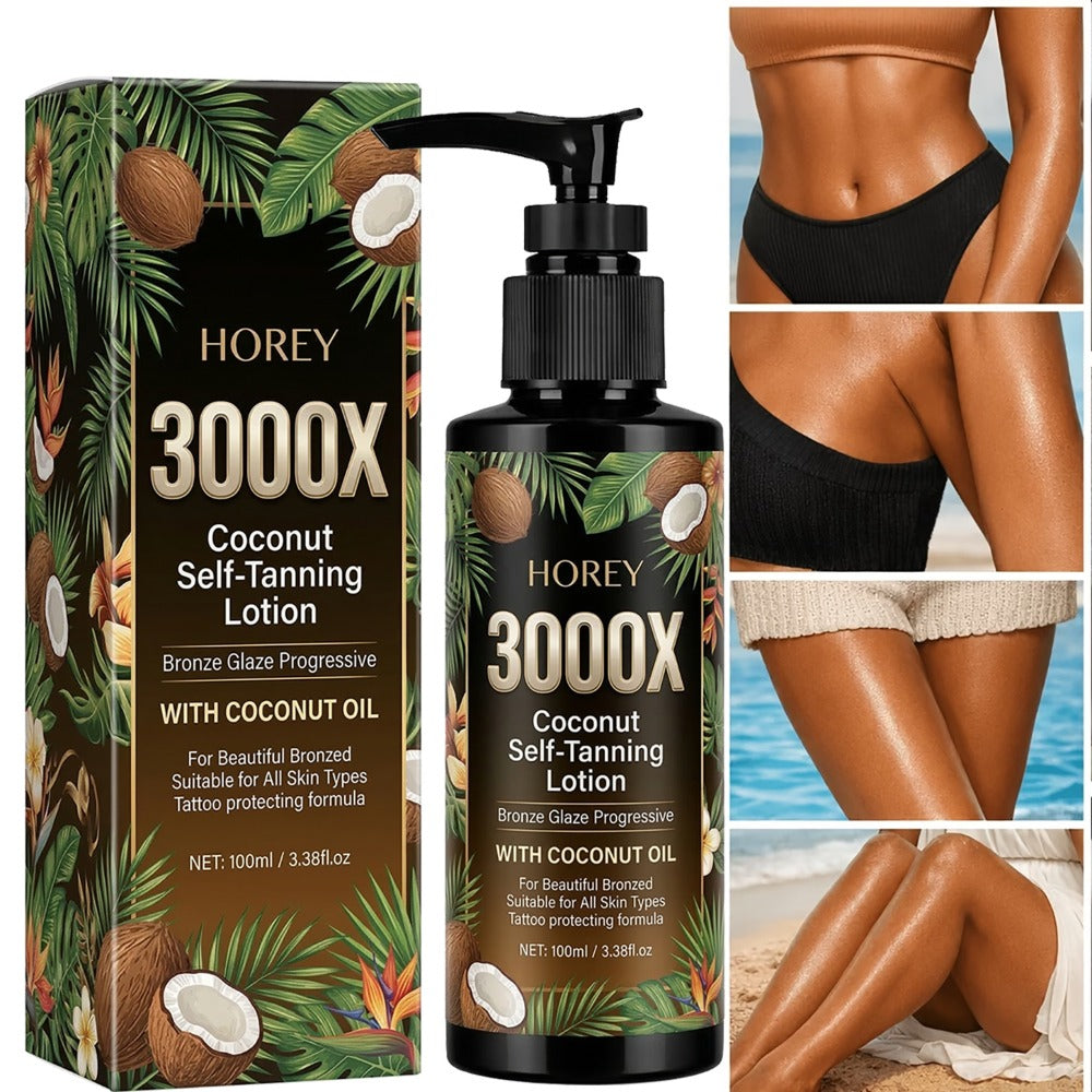 Tanning Lotion 3000X Coconut & Olive Extract Indoor Tanning Accelerator – Deep Bronze Glow Skin-Smoothing Sunless Tanner Keeps Skin Soft & Moisturized 100ml