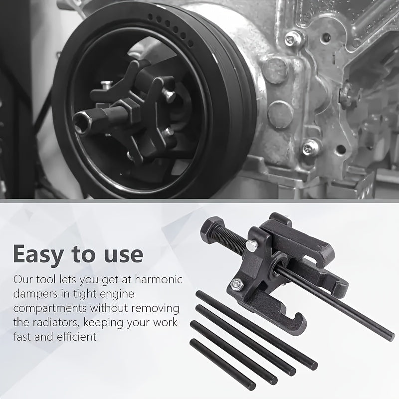 6pcs Harmonic Balancer Puller Tool Removable Damper Pulley Puller Kit for Ford GM for CHRYSLER for Cadillac for CHEVROLET Truck for MITSUBISHI Crankshaft Pulley 3 Jaw