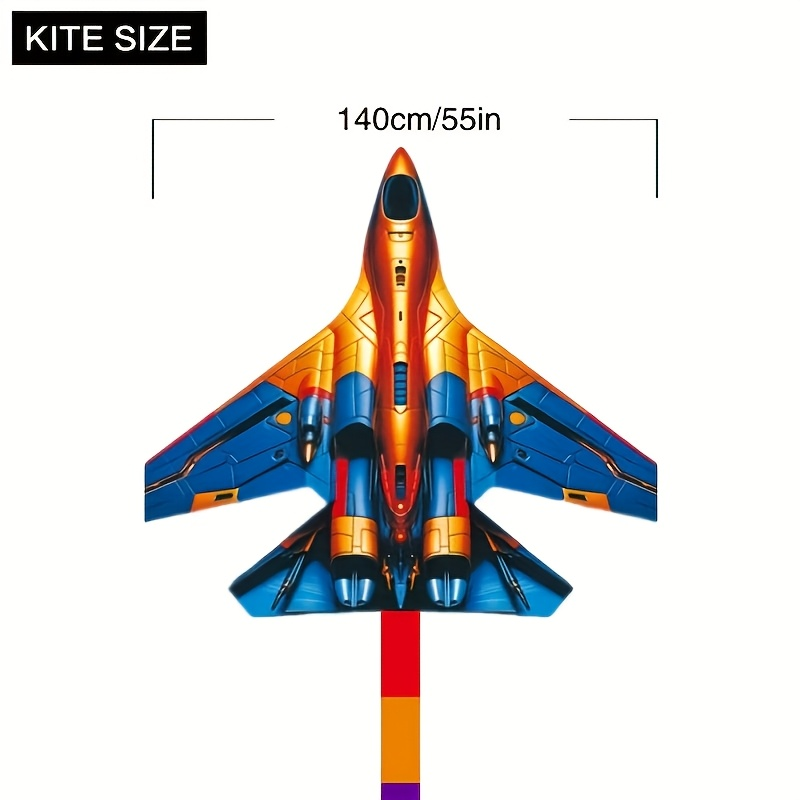 Large Fighter Plane Kite 200cm+ Polyester – Colorful Stunt Kite for Adults & Kids, Outdoor Flying Fun at Beach Park & Open Fields, Easy to Fly, Vibrant Mixed Color Design