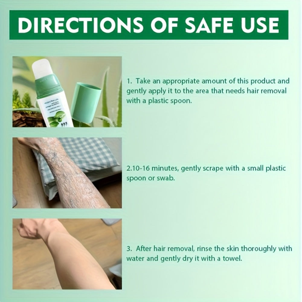 Hair Removal Cream for Women & Men - Aloe Vera Squalane Gentle Depilatory 100g - Fast 5-Minute Body Hair Remover for Legs Arms Armpits Bikini Chest Lips - Plant-Based Painless Smooth Skin Formula