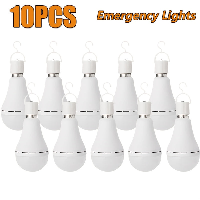 Rechargeable Emergency LED Bulb IP54 Waterproof 2000mAh 60W Equivalent 6000K with Hook – E27 E26 Universal Base Wireless Portable Auto-On for Home Office Camping Outdoor Power Outage, 4 8 10 12 Pack
