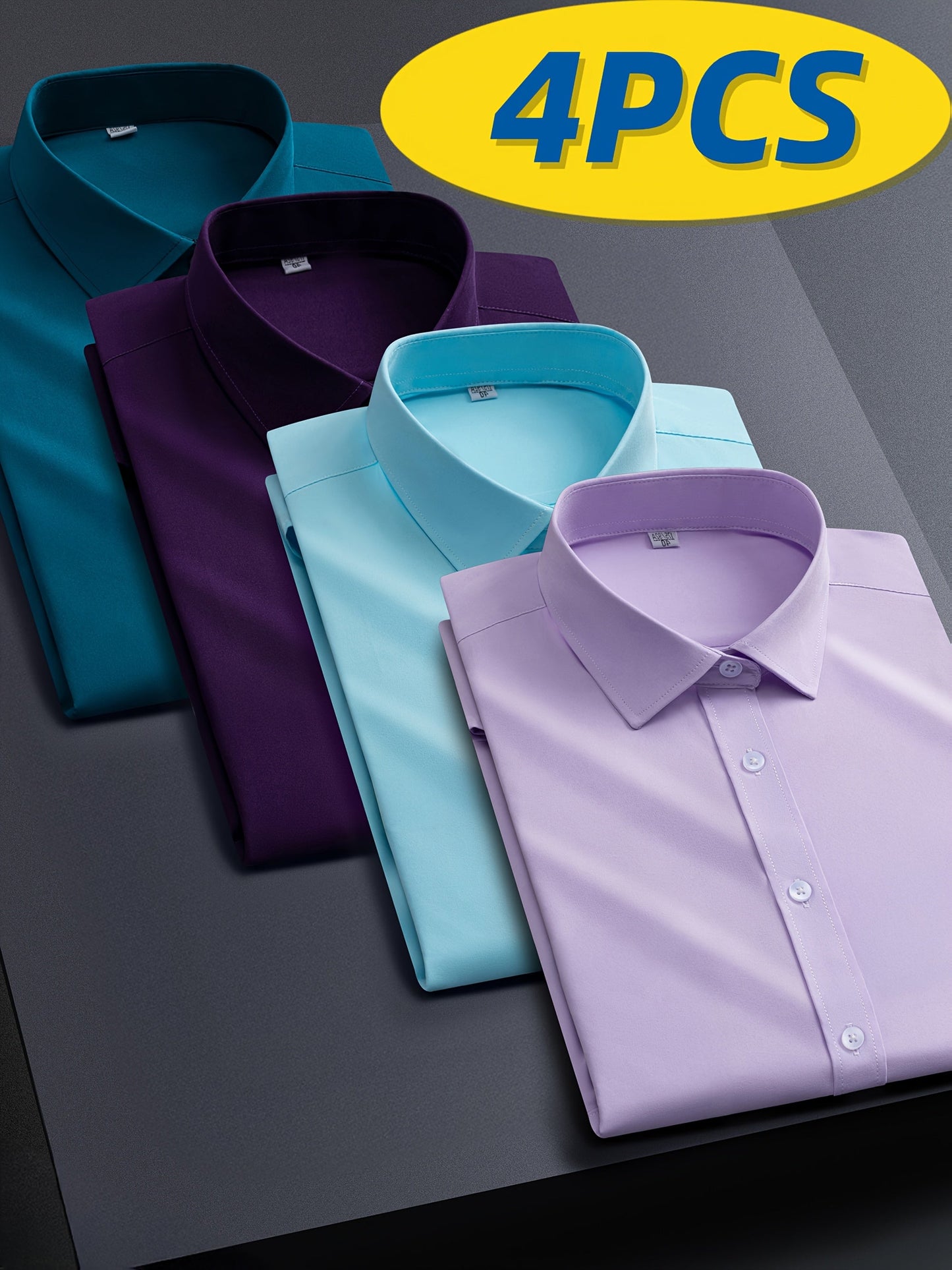 Men's Solid Color Shirt - Collared Long Sleeve 787813