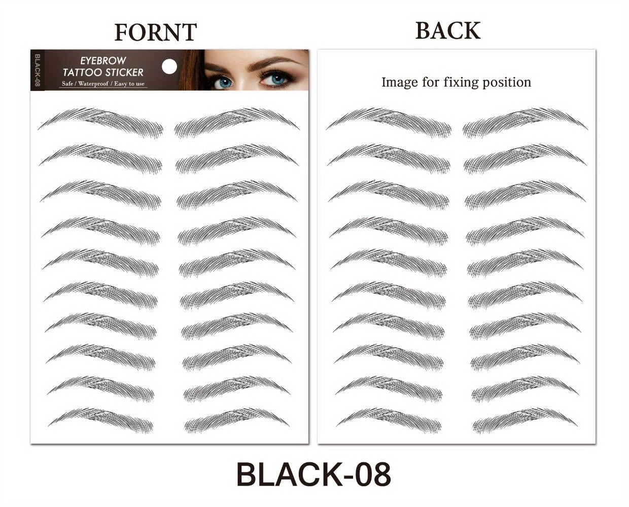 6D Eyebrow Tattoo Stickers Waterproof 8 Pcs for Women Girls, Natural Realistic Hair-Stroke Fake Eyebrow Temporary Tattoos Sweat-Proof Quick Apply, Semi Permanent Eyebrow Stamp Stencil for Thin Sparse Brows Daily Makeup