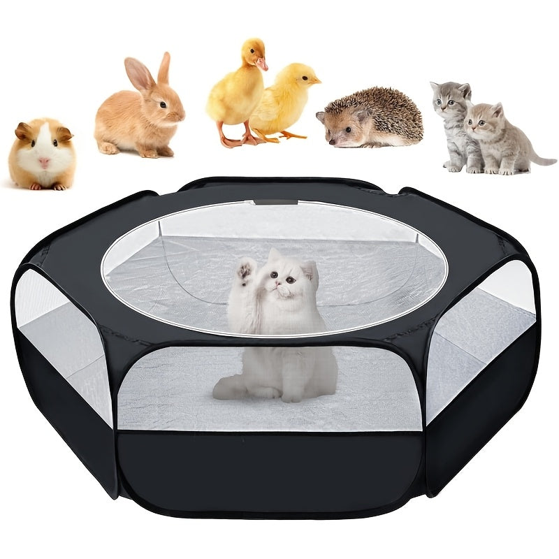 Small Animal Playpen Foldable Pop-Up 47" Portable Pet Pen with Mesh Cover for Guinea Pigs Rabbits Ferrets Chinchillas Kittens Hamsters Bunnies, Indoor Outdoor Travel Playpen, 47.24x23.62x14.96in, Black